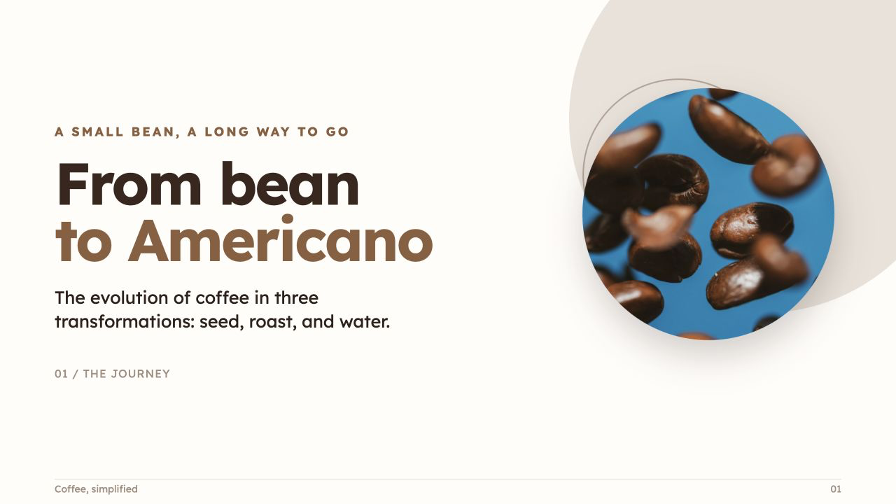 From Bean to Americano, slide 1: From bean to Americano