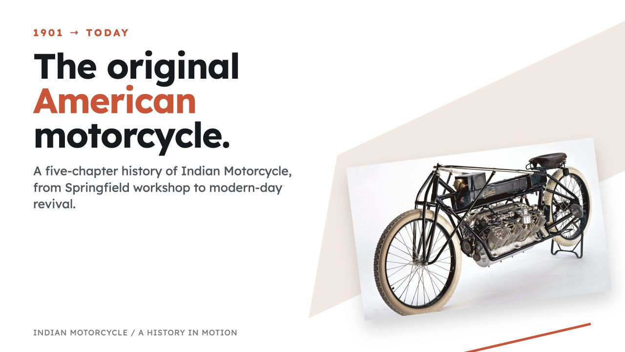 Indian Motorcycle: A Century of Ascent, slide 1: The original American motorcycle.