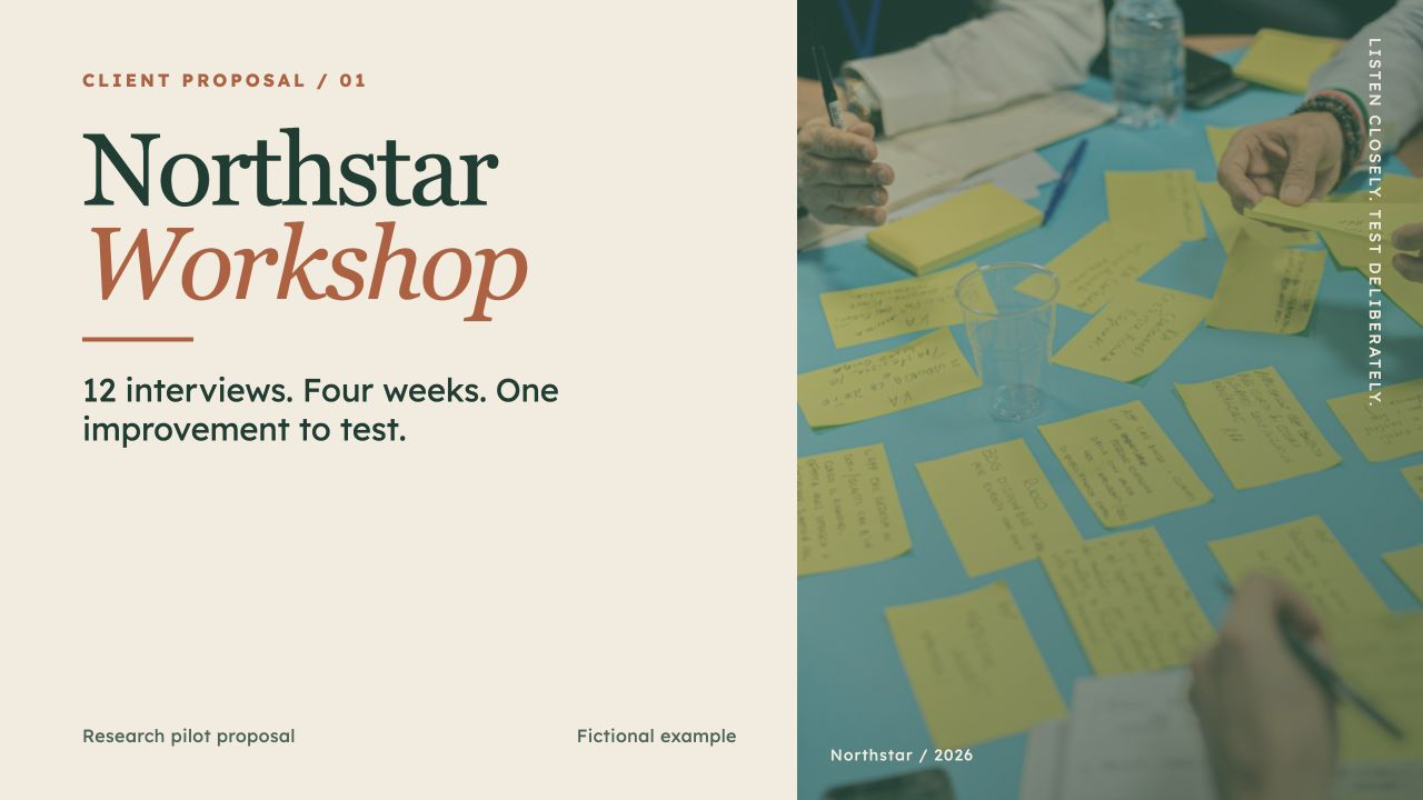 Northstar Workshop: Research Pilot, slide 1: Northstar Workshop